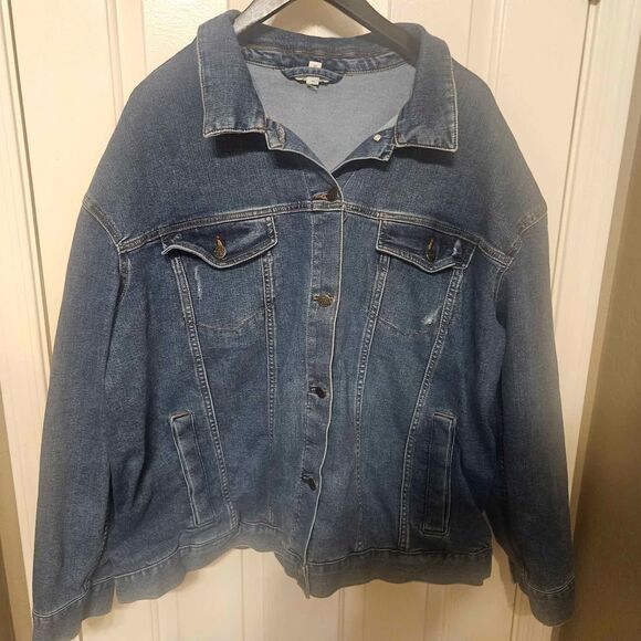 2x Terrace Sky Blue Jean Denim Button Up Jacket - Picture 1 of 9
